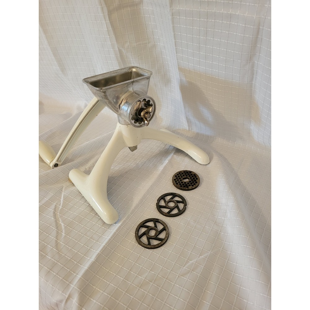 Vintage Rival Grind-O-Mat Model 303/1 Manual Meat Grinder White Food Chopper